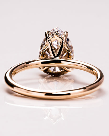 3.09 CT Pear Cut Lab Grown Diamond Engagement Ring With Hidden Halo Setting