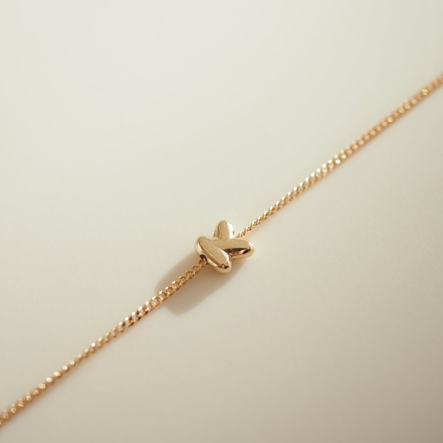 Puffed Letter Initial Chained Necklace