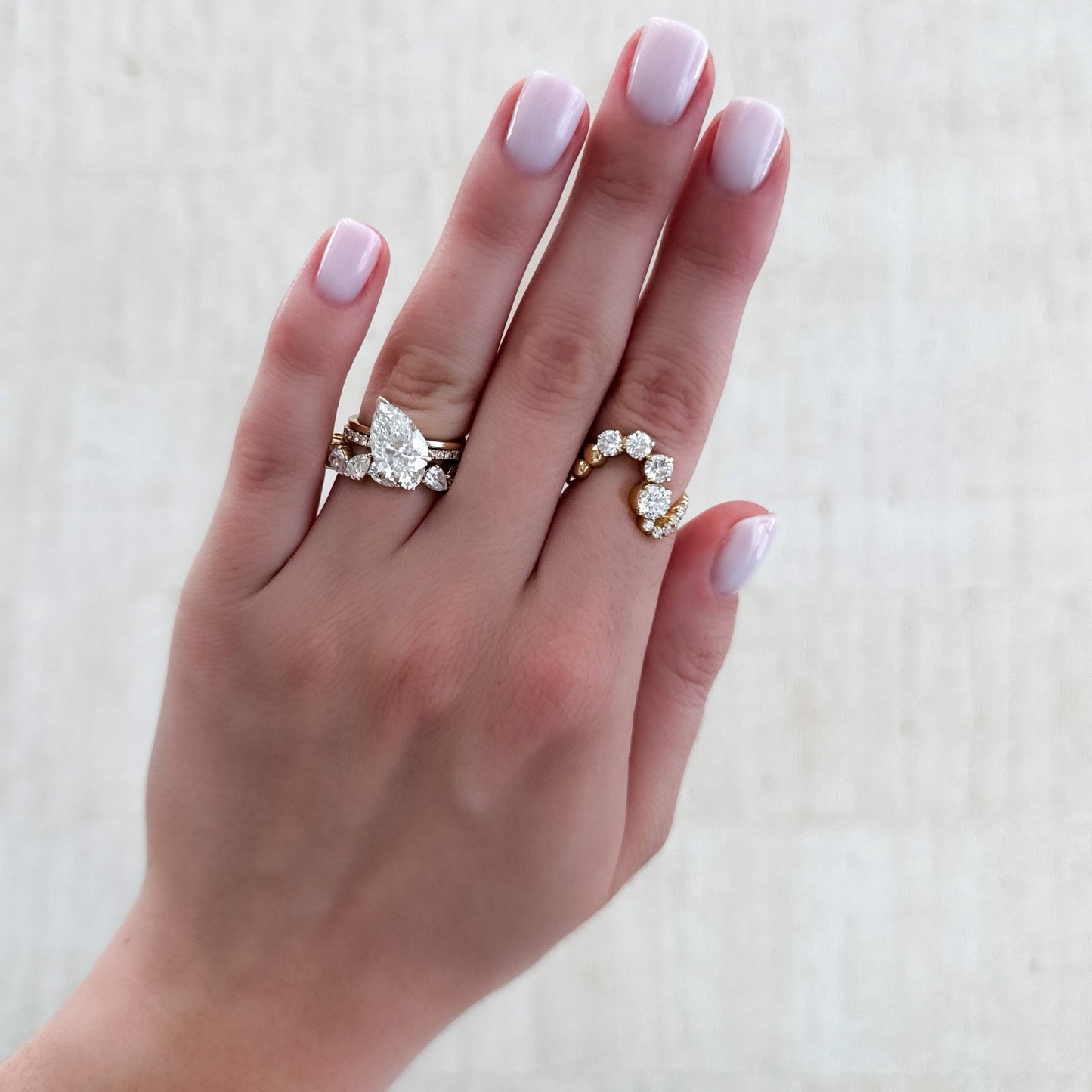 Marquise Shaped Three Stone Lab Grown Diamond Engagement Ring