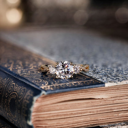 Marquise Shaped Three Stone Lab Grown Diamond Engagement Ring