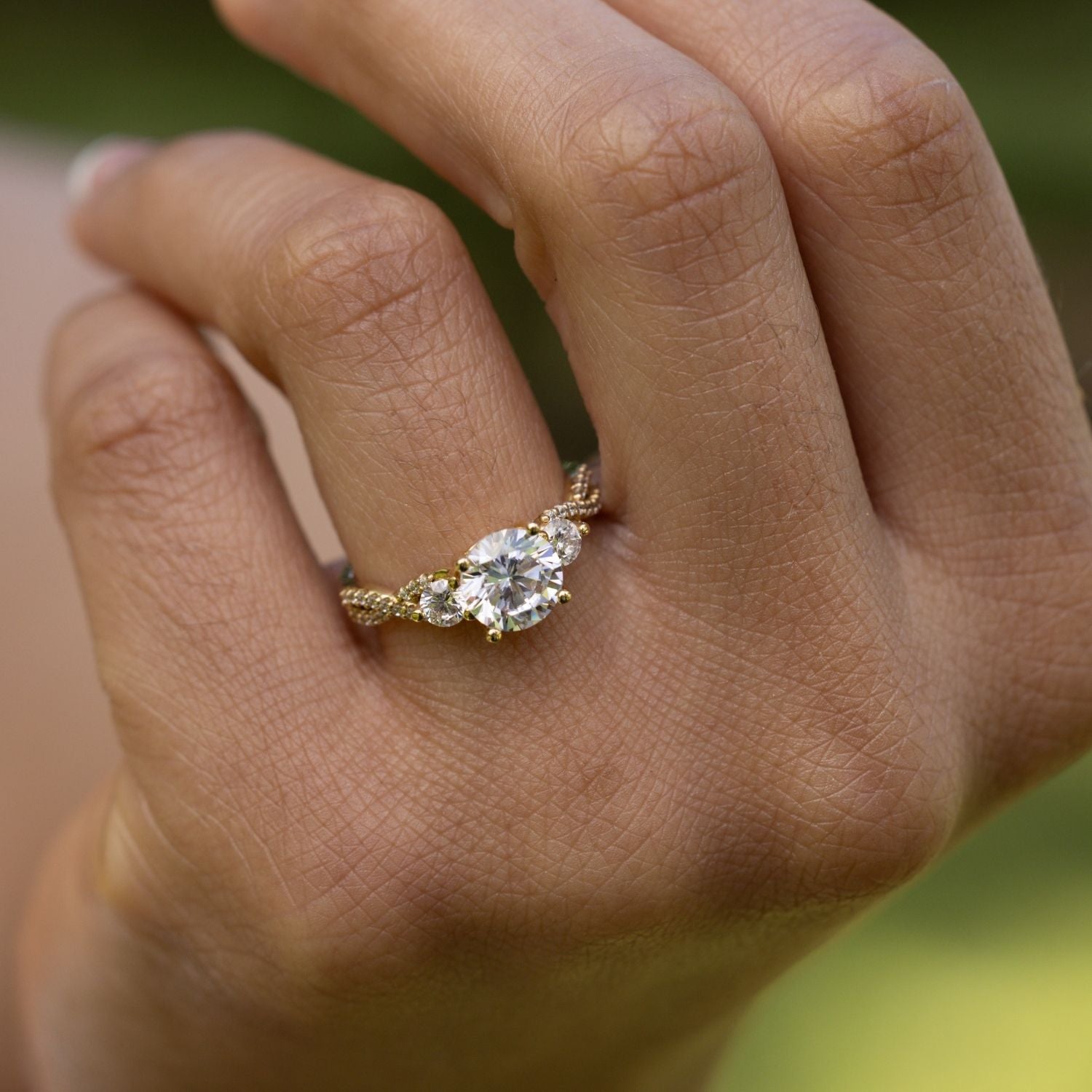 Marquise Shaped Three Stone Lab Grown Diamond Engagement Ring