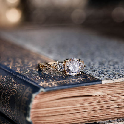 Marquise Shaped Three Stone Lab Grown Diamond Engagement Ring