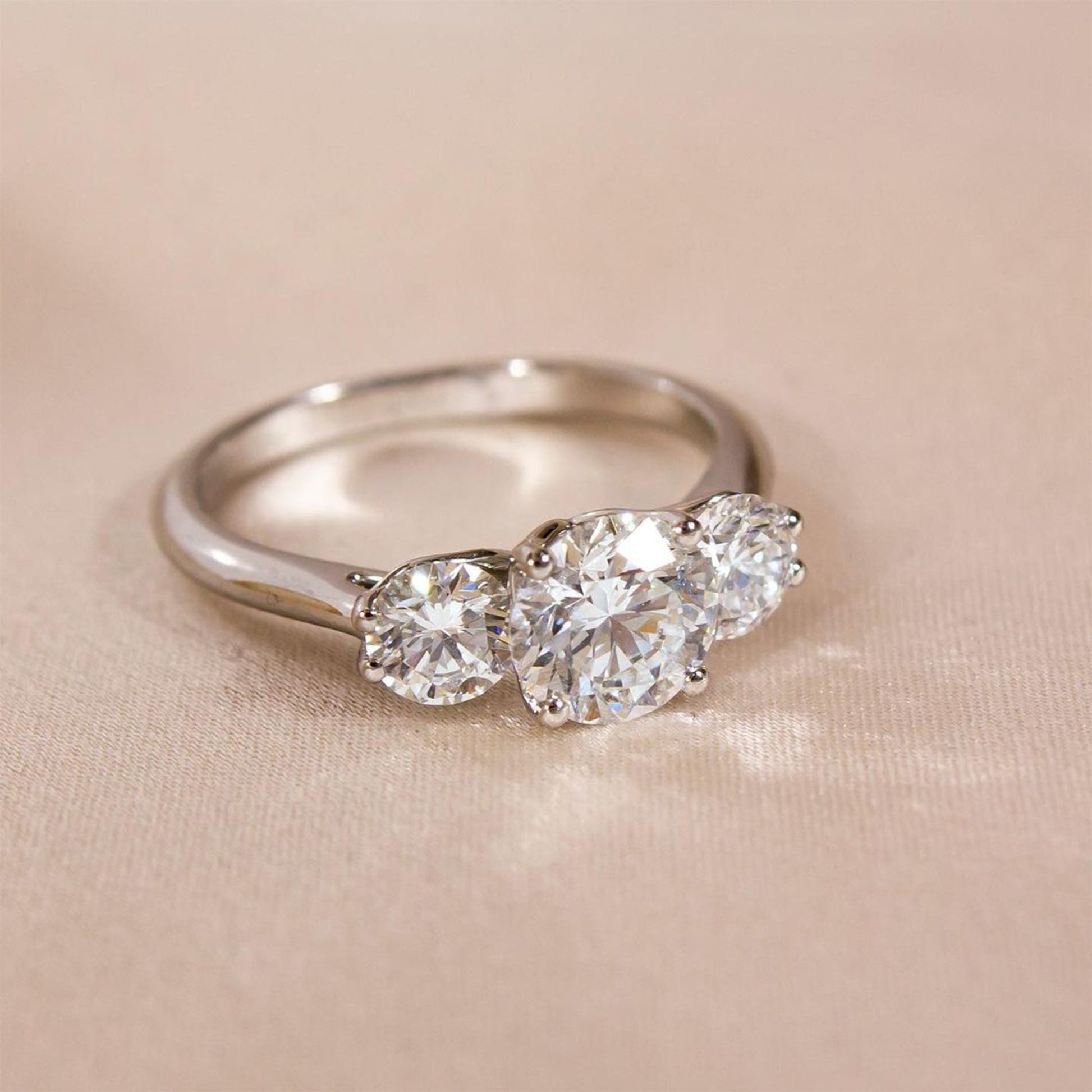 Marquise Shaped Three Stone Lab Grown Diamond Engagement Ring