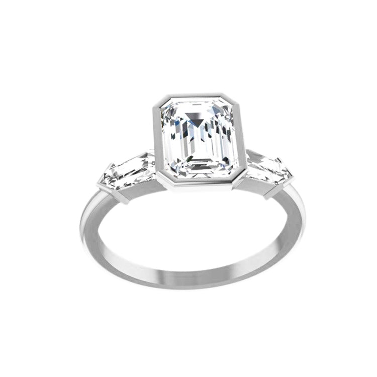 Marquise Shaped Three Stone Lab Grown Diamond Engagement Ring