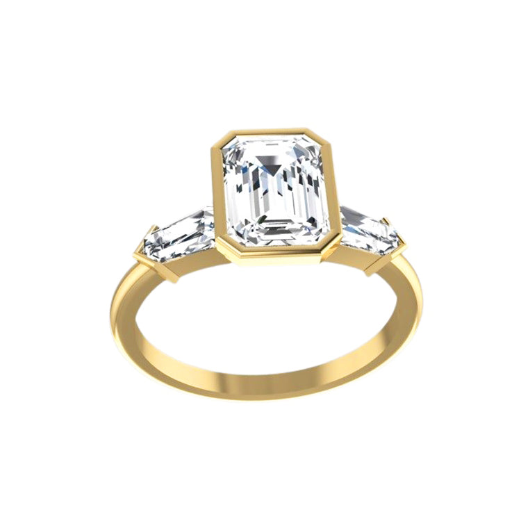 Marquise Shaped Three Stone Lab Grown Diamond Engagement Ring