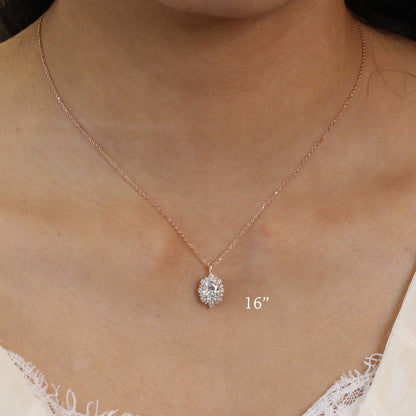 1.78 TCW Oval Lab Grown Diamond Necklace in Solid Gold