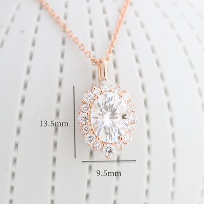 1.78 TCW Oval Lab Grown Diamond Necklace in Solid Gold