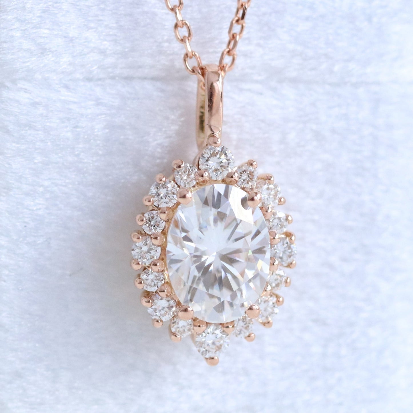 1.78 TCW Oval Lab Grown Diamond Necklace in Solid Gold