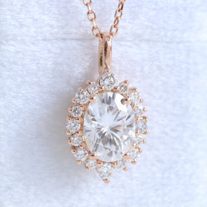 1.78 TCW Oval Lab Grown Diamond Necklace in Solid Gold