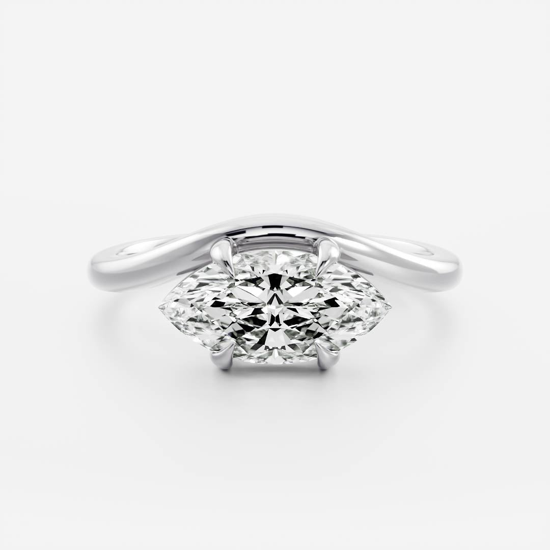Marquise Cut Cluster Styled Lab Grown Diamond Engagement Ring