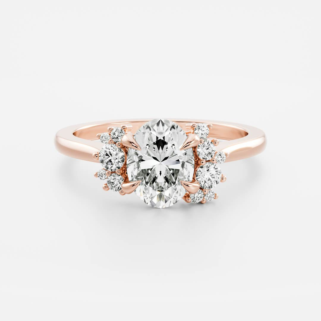Marquise Cut Cluster Styled Lab Grown Diamond Engagement Ring