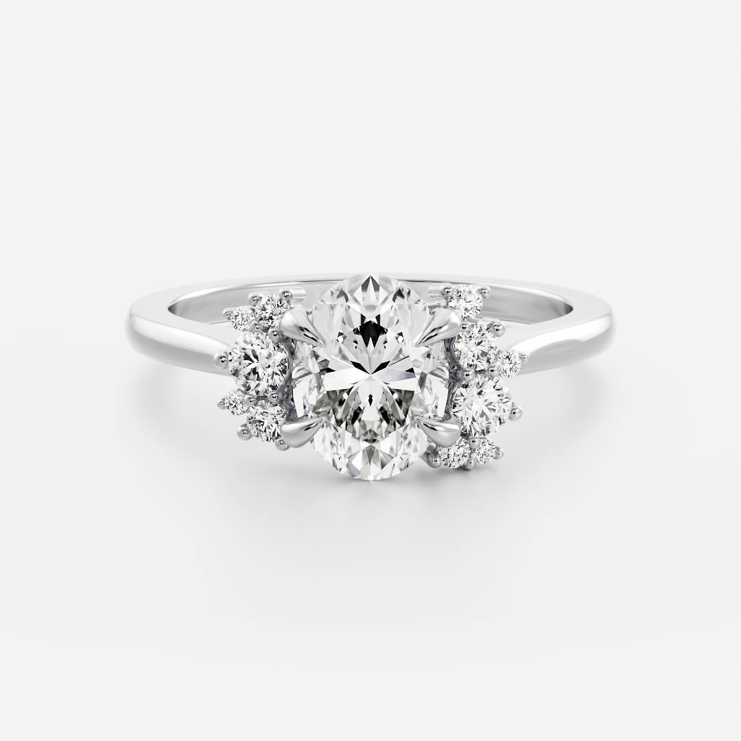 Marquise Cut Cluster Styled Lab Grown Diamond Engagement Ring