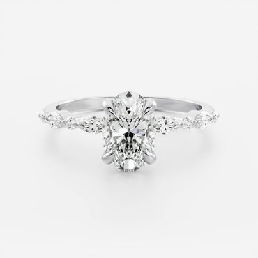 Marquise Cut Cluster Styled Lab Grown Diamond Engagement Ring