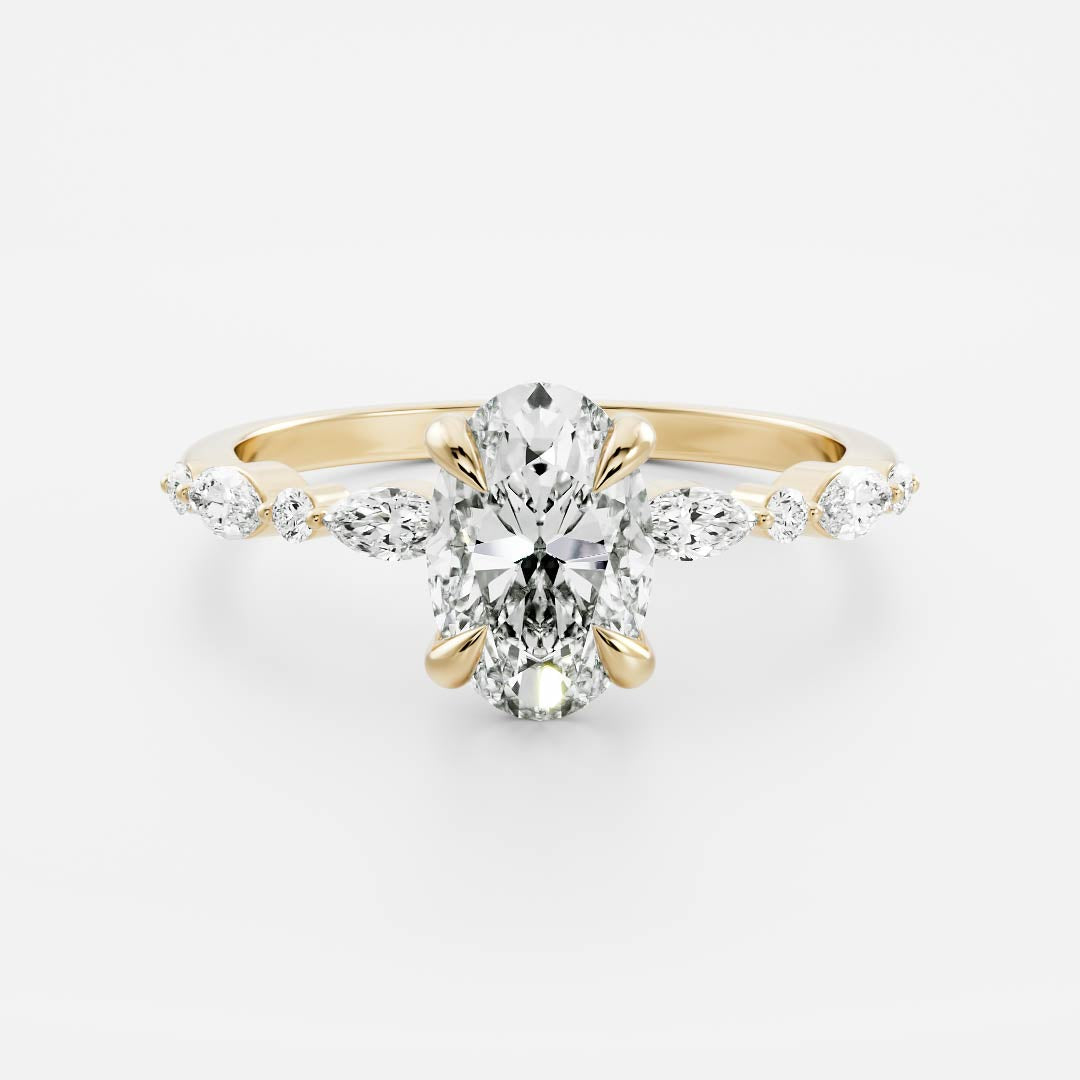 Marquise Cut Cluster Styled Lab Grown Diamond Engagement Ring