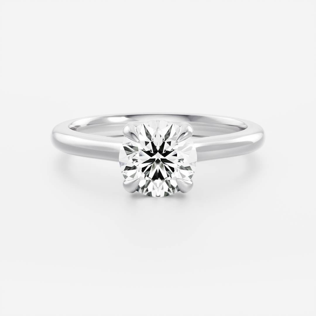 Round Cathedral Solitaire Lab Grown Diamond Engagement Ring