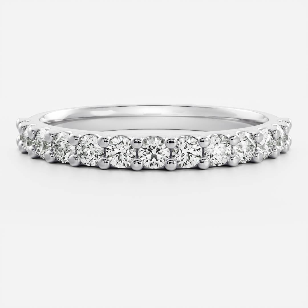 0.25 TCW Round Shaped Half Eternity Lab Grown Diamond Wedding Band