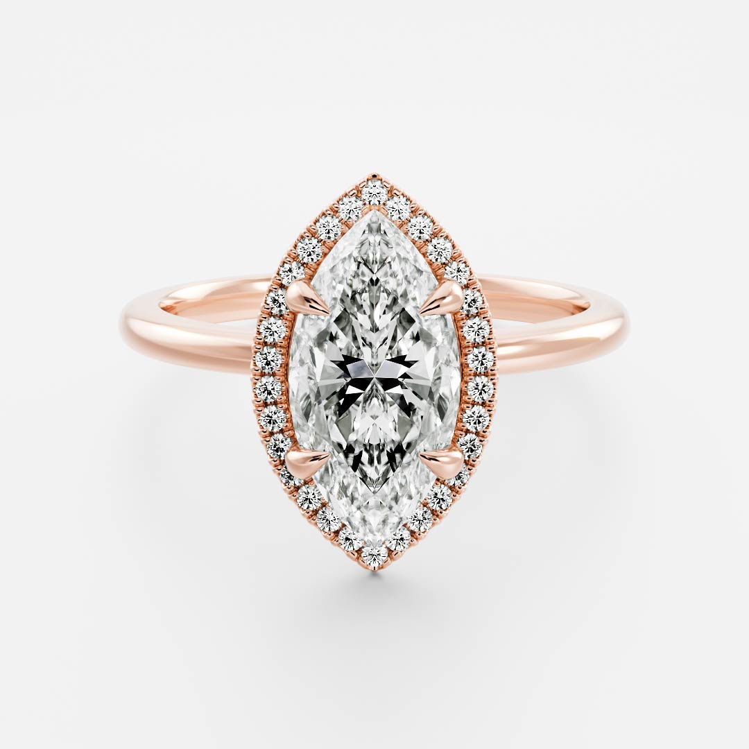 Marquise Cut Cluster Styled Lab Grown Diamond Engagement Ring