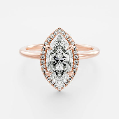 Marquise Cut Cluster Styled Lab Grown Diamond Engagement Ring