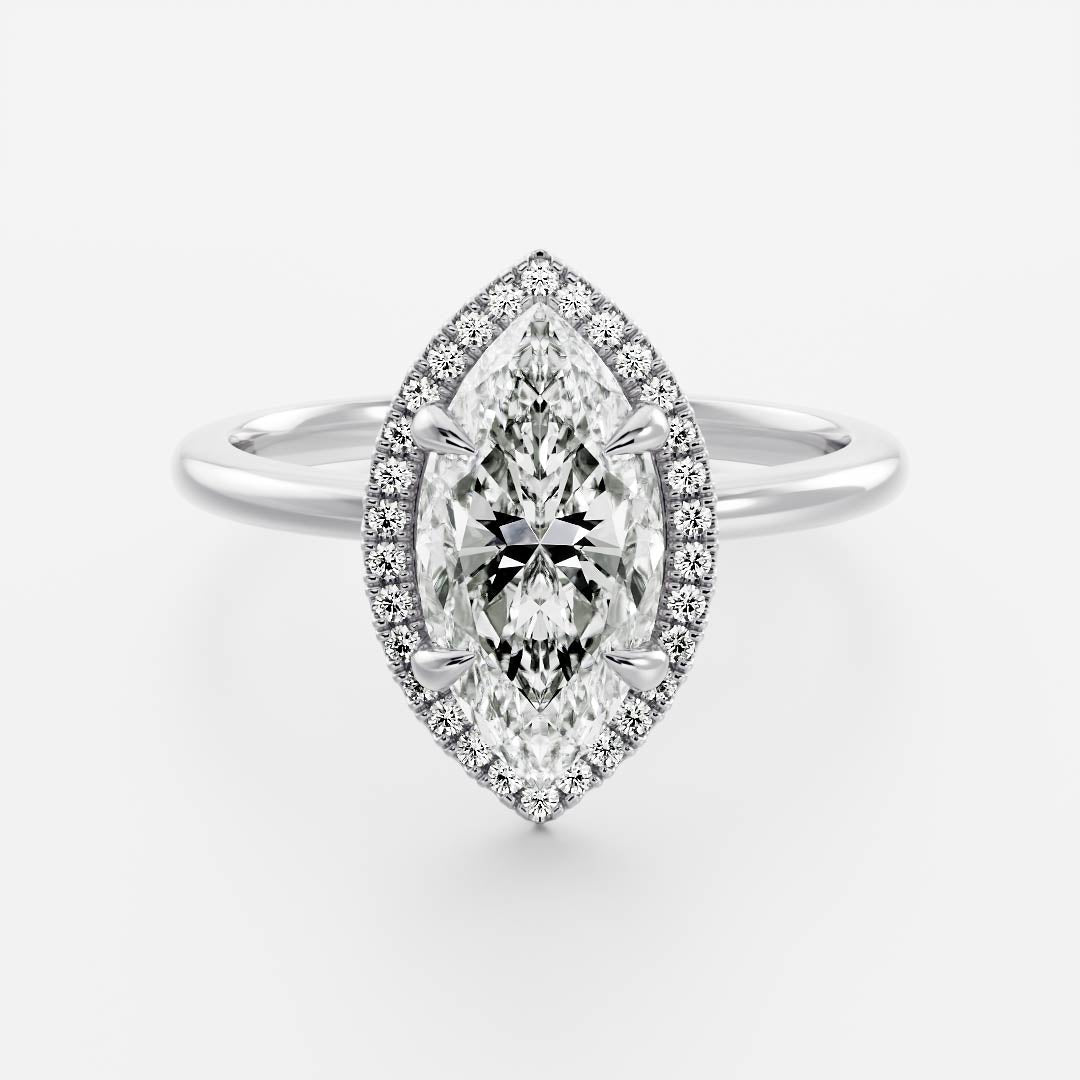 Marquise Cut Cluster Styled Lab Grown Diamond Engagement Ring