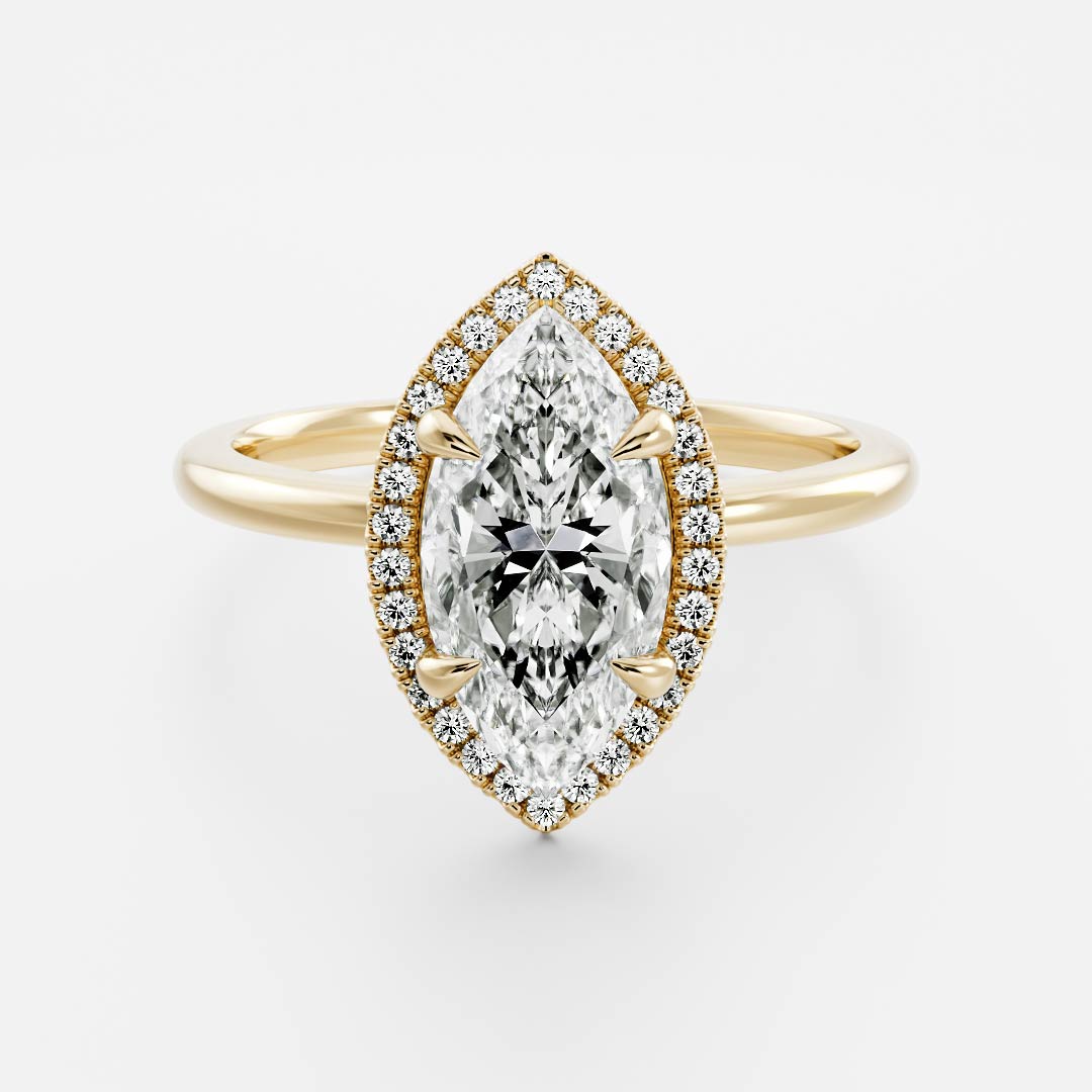 Marquise Cut Cluster Styled Lab Grown Diamond Engagement Ring