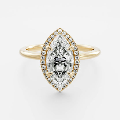 Marquise Cut Cluster Styled Lab Grown Diamond Engagement Ring