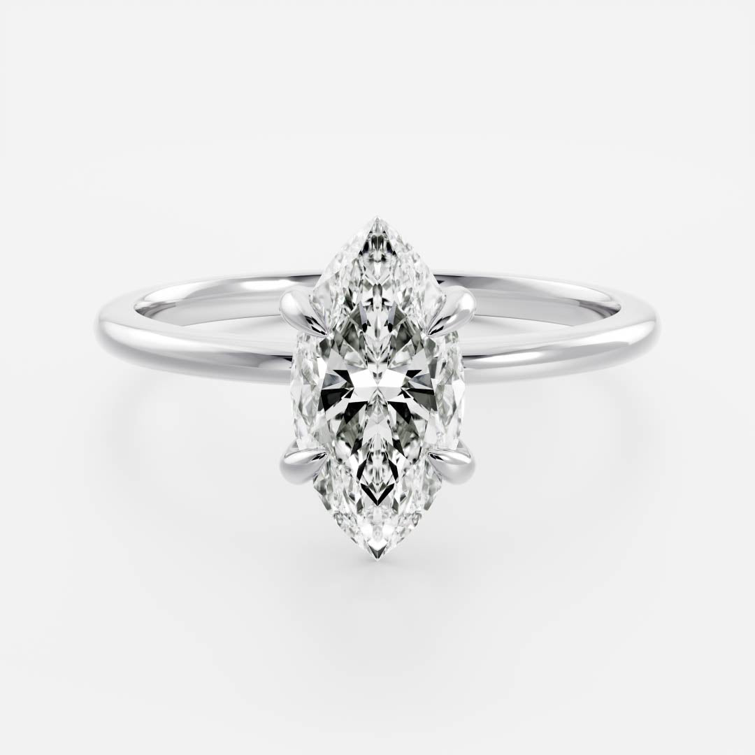 Marquise Cut Cluster Styled Lab Grown Diamond Engagement Ring