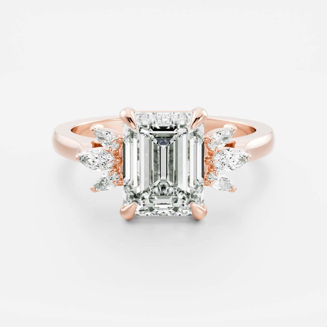 Marquise Cut Cluster Styled Lab Grown Diamond Engagement Ring