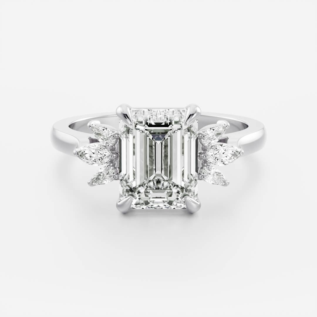 Marquise Cut Cluster Styled Lab Grown Diamond Engagement Ring