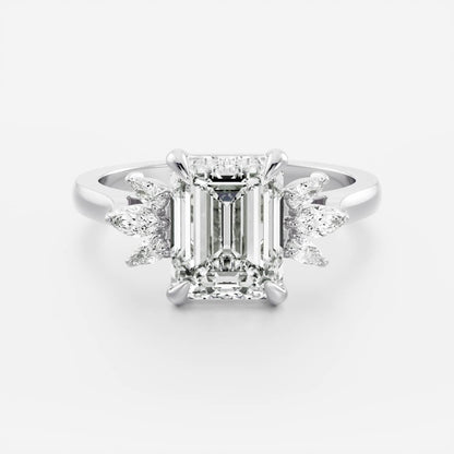 Marquise Cut Cluster Styled Lab Grown Diamond Engagement Ring