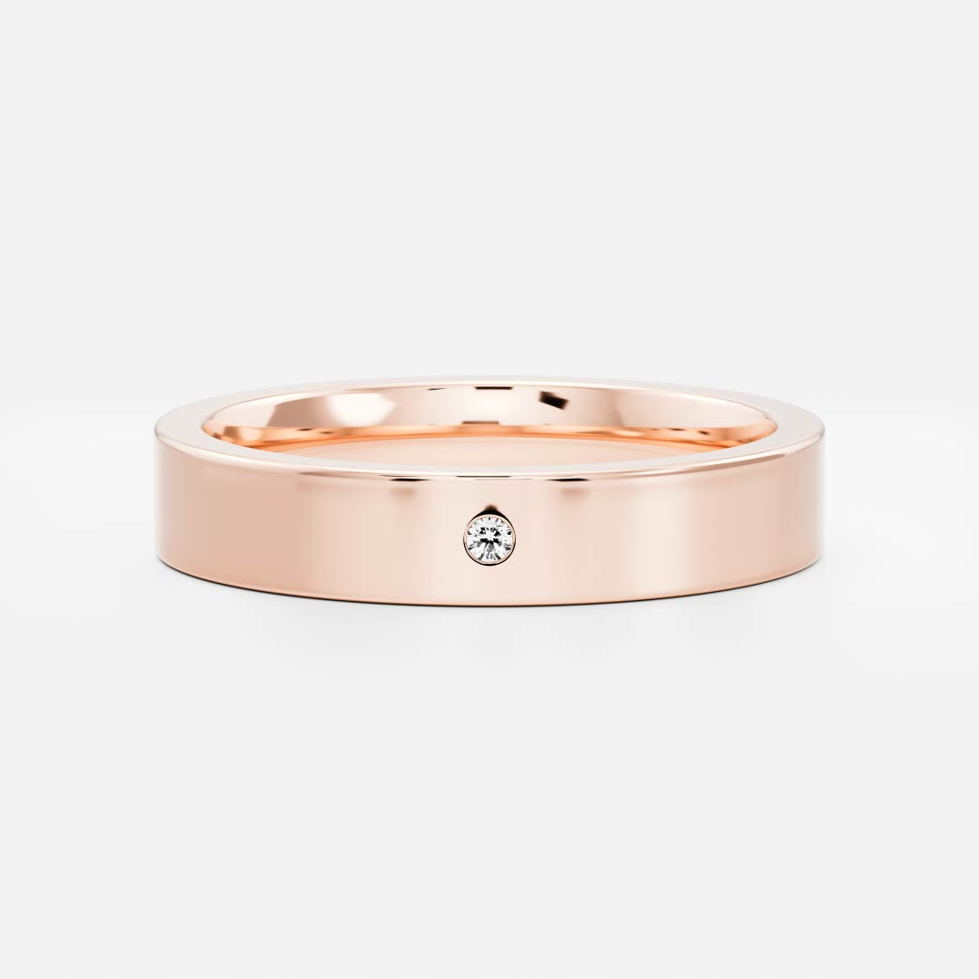 Classic Statement Single Stone Men's Gold Wedding Band