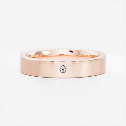 Classic Statement Single Stone Men's Gold Wedding Band