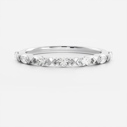 0.25 TCW Round Shaped Half Eternity Lab Grown Diamond Wedding Band