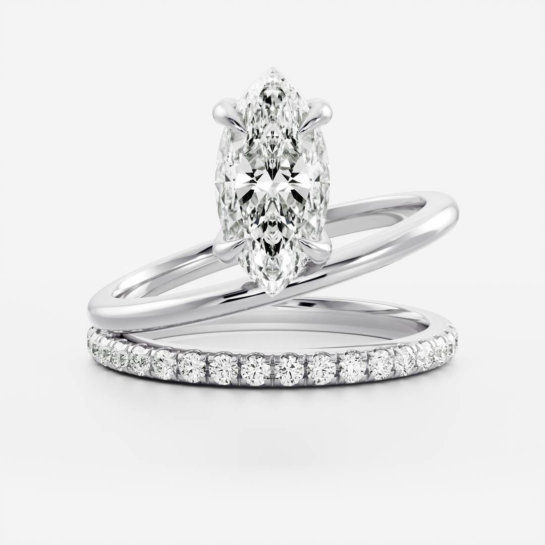 Marquise Cut Cluster Styled Lab Grown Diamond Engagement Ring