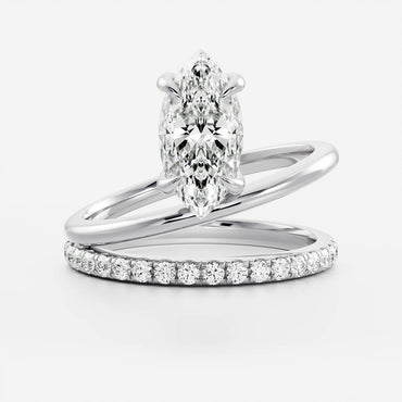 Marquise Cut Cluster Styled Lab Grown Diamond Engagement Ring