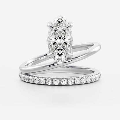 Marquise Cut Cluster Styled Lab Grown Diamond Engagement Ring