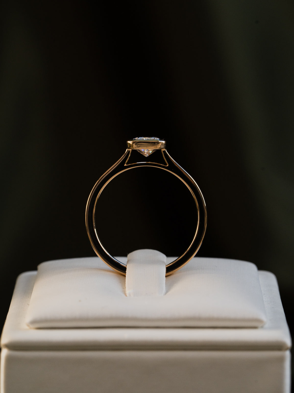 Marquise Shaped Three Stone Lab Grown Diamond Engagement Ring