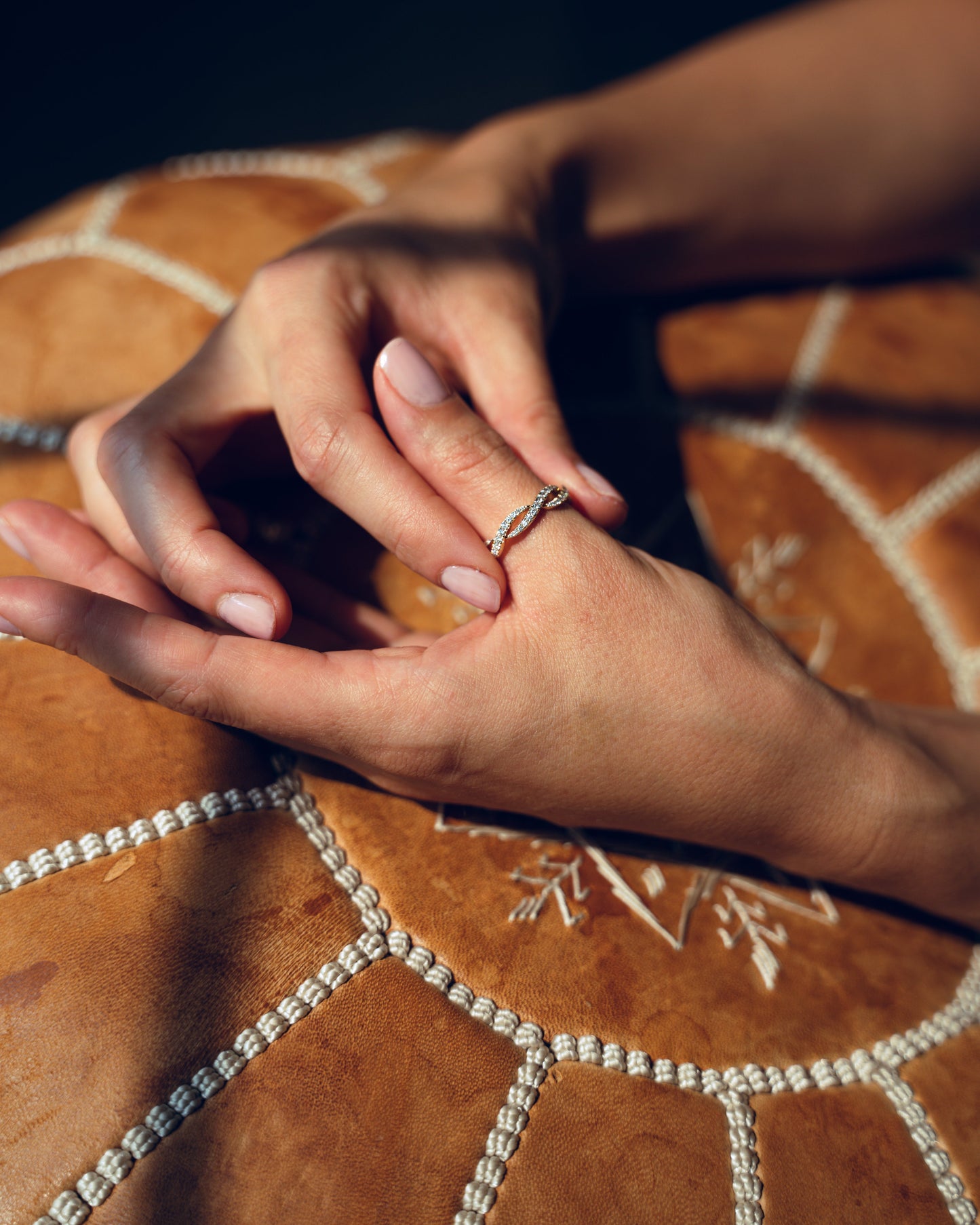 0.54 CT Round Stones Criss Cross Style Lab Grown Diamond Wedding Band