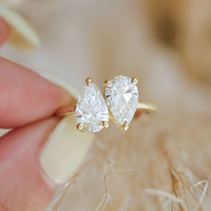 Marquise Shaped Three Stone Lab Grown Diamond Engagement Ring