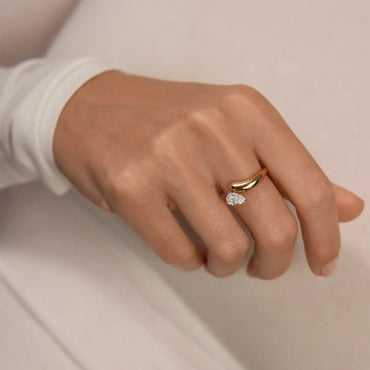 Timeless 1.2 CT Pear Cut Open Swirl Solitaire Lab Grown Diamond Engagement Ring