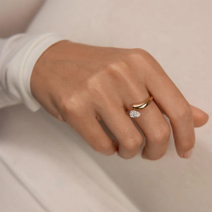 Timeless 1.2 CT Pear Cut Open Swirl Solitaire Lab Grown Diamond Engagement Ring