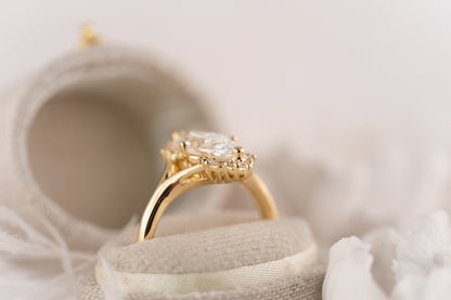 Marquise Shaped Three Stone Lab Grown Diamond Engagement Ring