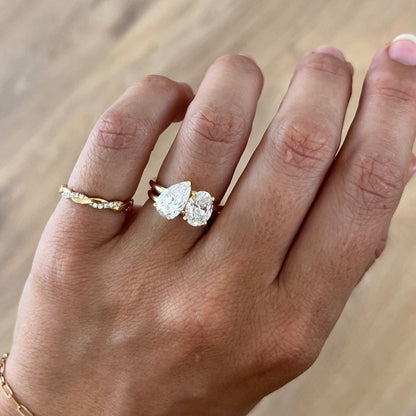 Marquise Shaped Three Stone Lab Grown Diamond Engagement Ring