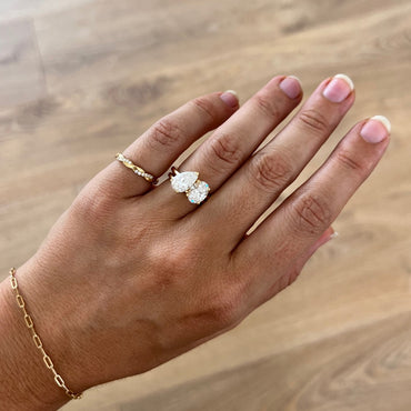 Marquise Shaped Three Stone Lab Grown Diamond Engagement Ring