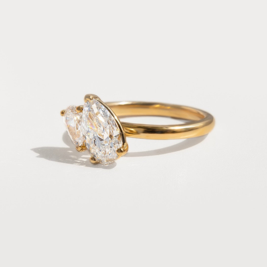 Marquise Shaped Three Stone Lab Grown Diamond Engagement Ring