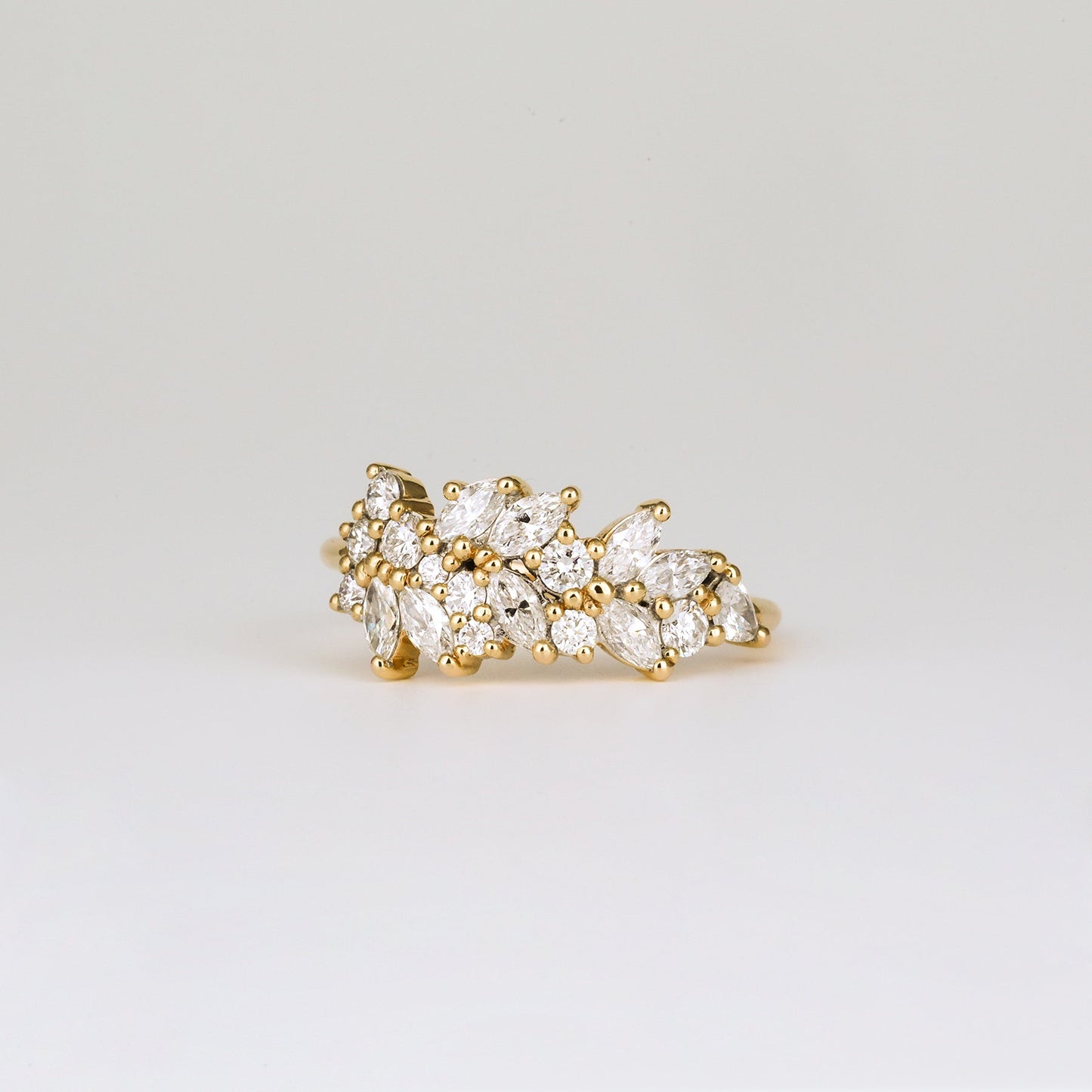 0.92 TCW Marquise & Round Stones Cluster Lab Grown Diamond Wedding Band