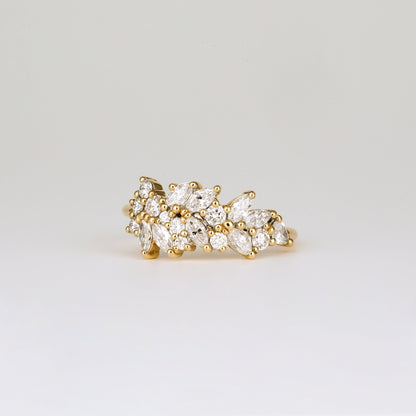 0.92 TCW Marquise & Round Stones Cluster Lab Grown Diamond Wedding Band