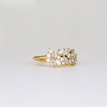 0.92 TCW Marquise & Round Stones Cluster Lab Grown Diamond Wedding Band