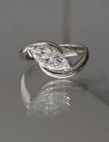 1.5 CT East West Marquise Solitaire Rapture Lab Grown Engagement Ring