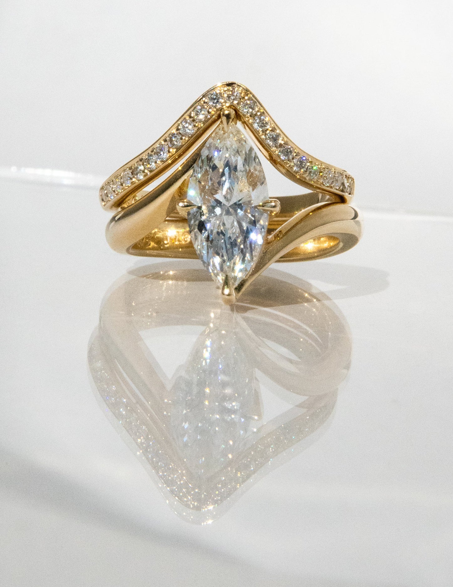 2.5 CT Marquise Cut Solitaire Lab Grown Diamond Ring With Wrap Classic Plain Band