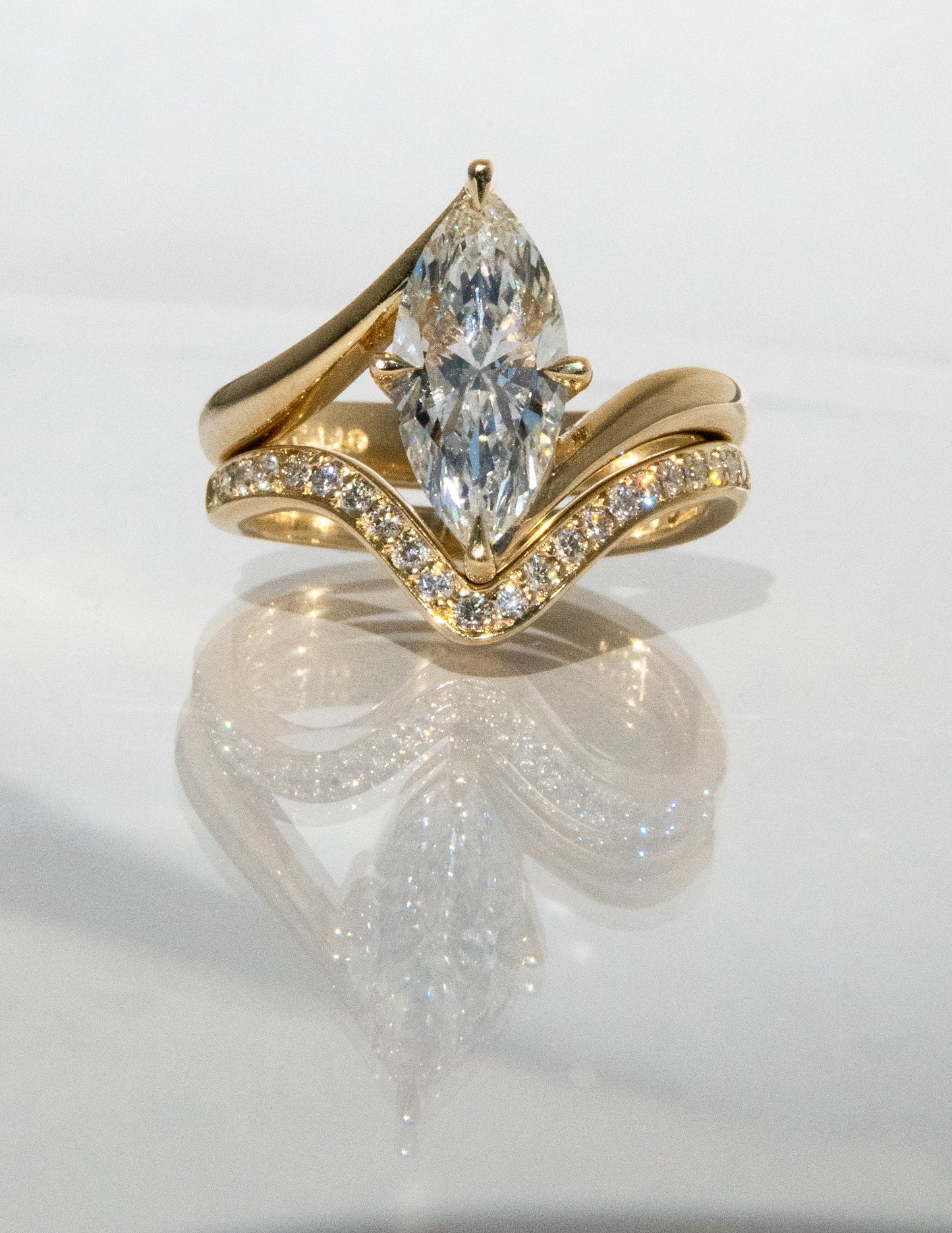 2.5 CT Marquise Cut Solitaire Lab Grown Diamond Ring With Wrap Classic Plain Band